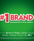 Image of '#1 Brand Recommended in North America' with various dishwasher brands logos on a green background.