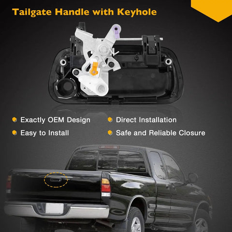 Tailgate Handle Liftgate Latch With Keyhole For 2000-2006 Toyota Tundra shown with easy install features