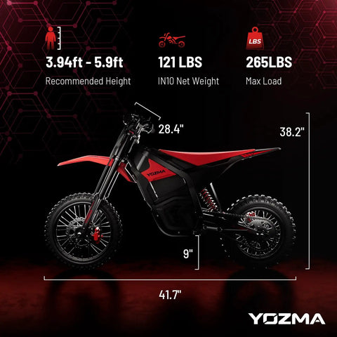 Specifications of IN10 Off Road Electric Mini Dirt Bike For Teens And Adults 2600W Motor With Removable 1123Wh Battery