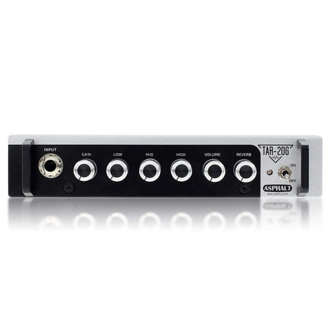 Front panel of Guitar Amp Head TAR-20G with Pure Analog Preamp Ultra Wide Tonal Range controls and input jacks.