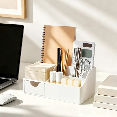 Acrylic Desk Organizer With Drawer Caddy For Office Supplies And Home Desk Storage Holds Pen And Pencil Holder White Finish