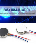 Beefy Mini 10mm By 2mm Flat Coin Button Type Vibration Motors DC 3V 12000 RPM Micro Vibe Motors For Smartphones Pagers Tablets And Home Gadgets 20 Pack shown with wiring details.