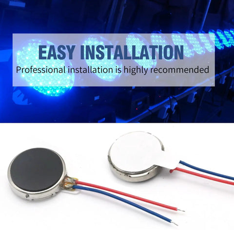 Beefy Mini 10mm By 2mm Flat Coin Button Type Vibration Motors DC 3V 12000 RPM Micro Vibe Motors For Smartphones Pagers Tablets And Home Gadgets 20 Pack shown with wiring details.