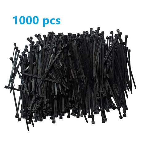 Beefy 4 Inch Zip Ties 1000 Pack Self Locking Nylon 66 Black Ties With 18 Lb Tensile Strength shown in bundle