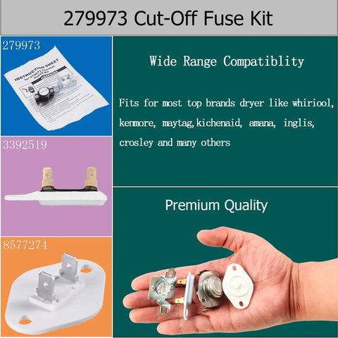 Thermal Cut Off Fuse Kit With Thermistor Control For Electric Dryers Replacement Part Easy Install And Durable Dryer Fuse Kit