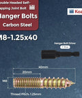 Heavy Duty Pro Grade 20 Piece Hanger Bolt Kit With Driver M8 X 40mm Carbon Steel Zinc Plated, includes hanger bolt and driver.