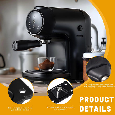 24 Pack Mini Self Adhesive Caster Wheels 1 Inch Stainless Steel Swivel Rollers Black For Appliances Furniture Kitchen Countertops