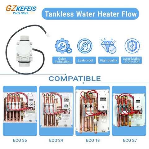 Tankless Water Heater Flow Sensor Replacement for Ecosmart Eco 18 24 27 and 36 On Demand Hot Water No Brainer Easy Install Restores Reliable Flow and Consistent Hot Water Fast, white plastic with cable