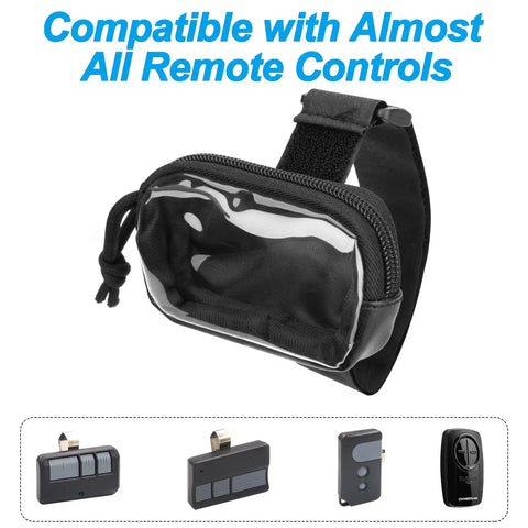 Universal Garage Door Clicker Holder For Car Visor, Adjustable Remote Carrying Case For Most Openers, Fits 43 To 55 Mm, Black