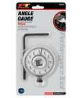 Torque Angle Gauge For One Half Inch Drive Tools With 360 Degree Scale In Two Degree Increments, Adjustable Arm In Two Lengths, Chrome Steel Build For Tough Auto Shop Jobs. Packaged 1/2 drive angle gauge with 360° dial