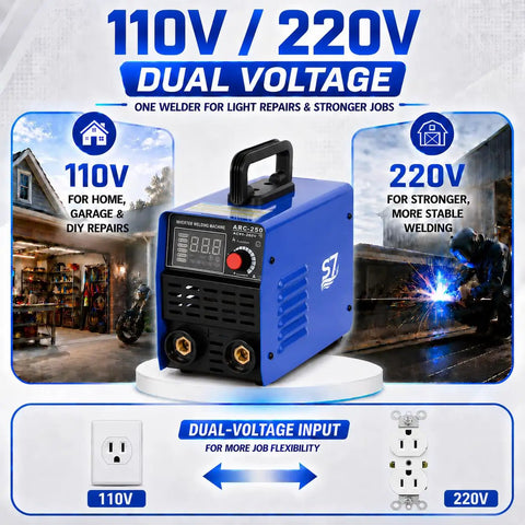 250A Dual-Voltage Stick Welder With 110V And 220V IGBT Inverter, Portable Workhorse MMA Welder With Hot Start, Arc Force And Anti-Stick, Digital Display For Home, Farm, Garage Repairs