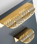 Two Pack Brass Edge Pulls With Copper Back Mount For Concealed Hidden Drawer Wardrobe Doors Arc Finger Pulls Hollow Out Design