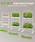 Adjustable height 2 Tier Indoor Hydroponics Growing System Kit with 24 Pods and full spectrum grow lights stages seedling growth bloom.