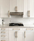 Installed 10 Pack Champagne Bronze Cabinet Pulls 3 Inch Solid Zinc Alloy Cabinet Handles on white kitchen cabinets