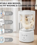 No Sweat Rechargeable Mini Washing Machine For Underwear And Makeup Brushes Super Portable Laundry Savior Quick Rinse with touch controls.