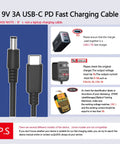 Type C To DC 9V PD Fast Charging Cable With 0 To 3A Output For Arduino Uno R3 Mega Compatible Boards.