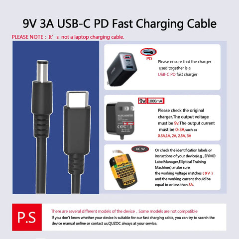 Type C To DC 9V PD Fast Charging Cable With 0 To 3A Output For Arduino Uno R3 Mega Compatible Boards.
