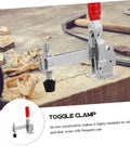 Side view of 2 Pack Heavy Duty Iron Toggle Clamps With Rubber Tips Quick Release Welding Fixed Clamp For Woodworking Jig Fixtures