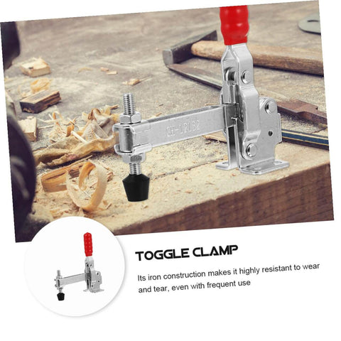 Side view of 2 Pack Heavy Duty Iron Toggle Clamps With Rubber Tips Quick Release Welding Fixed Clamp For Woodworking Jig Fixtures