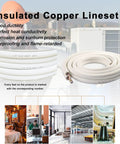 Pro Grade 25 Ft Insulated Line Set Kit For Mini Split AC DIY Friendly shown coiled with copper fittings