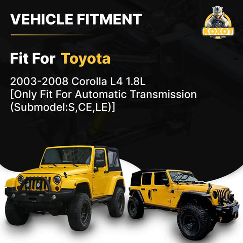 Vehicle fitment information for Built Bad Ass Front Cv Axle Shaft Assembly For Toyota Corolla 2003 Through 2008 1.8L Automatic Transmission.