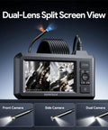 Dual Lens 1080P Endoscope Camera with Light 4.3 Inch IPS Display and 16.5 Foot Snake Cable Waterproof Borescope split screen view