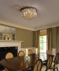 Shimmering Crystal Chandelier Lighting For Bedroom Living Room Hallway Bar And Dining, 8 Lights, Dope Modern Chrome Flush Mount Ceiling Light