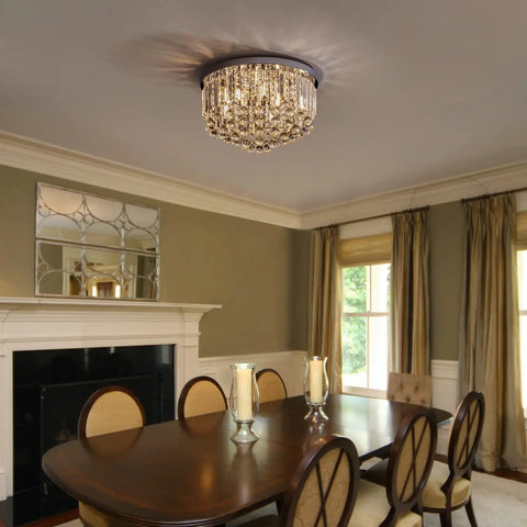 Shimmering Crystal Chandelier Lighting For Bedroom Living Room Hallway Bar And Dining, 8 Lights, Dope Modern Chrome Flush Mount Ceiling Light
