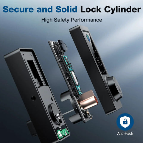 Keyless Fingerprint Door Lock With 6 Ways To Unlock For Front Door showing secure lock cylinder