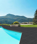 Interlocking Plastic Deck Tiles 36 Sq Ft Pack 36 12 by 12 Inches Waterproof Outdoor Flooring for Porch Poolside Charcoal Gray