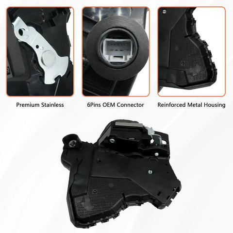Door Lock Actuator Motor Plug And Play Front Left Driver Side For Toyota Tundra Camry 4Runner RAV4 Lexus RX350 RX450h Scion Tc XB XD Replacement 69040-0C050 69040-06180 931-401 showing stainless component and connector