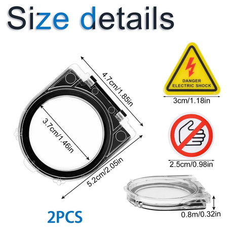Circle Elevator Power Button Covers Set With Warning Stickers Dustproof Safety Push Button Caps dimensions with 2 caps