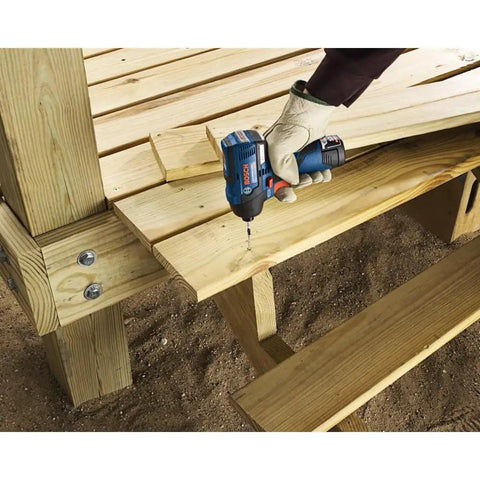 Using the Lightweight 12V Max Brushless Impact Driver Bare Tool with Ultra Compact 5.4 Inch Head for woodwork on deck
