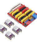 Hands On CNC Shield Expansion Board V3.0 with four DRV8825 stepper driver modules and heatsinks for engravers and 3D printers