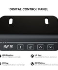 Digital control panel of LongKe Electric Standing Desk 32X20 Inches Adjustable Height Sit Stand Desktop showing LED display and buttons.