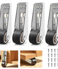 Built Like A Tank Adjustable Vertical Track Rollers For Heavy Duty Gate Smooth Glide Furniture Door Caster Hardware 4 Pack showing stainless steel build and universal fitting design.