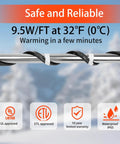 Industrial-Grade Self Regulating Heating Cable, 100 Feet, 120V, Wet Or Dry Use, Heavy-Duty Workhorse Build, Cold Lead 10 Feet