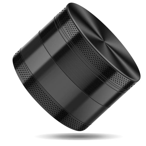 2.5 Inch Extra Large Kitchen Grinder In Obsidian Black For Home Cooks Who Grindin With Ergonomic Handle Ultra Sharp Triangular Alloy Steel Magnetic Closure Smooth Glide Pro Grade Seasoning And Spice Blends Ready, showing side view