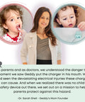 Kid Friendly USB Charger Cover, Dusty Aqua 3 Pack, Cord Tip Enclosure For Standard USB Cables, Baby Proof Your Home Against Curious Toddlers.