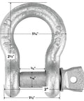 Shackles With Screw Pins Grade 43 3/8 Inch 10 Pack 4,000 Pound Safe Working Load Heavy Duty Link with dimensions shown