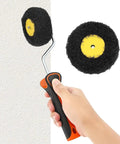 Pumpkin Profiled Corner Paint Roller For Inside Outside Walls Knock Out Drywall Detail Brush in use on textured wall
