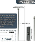 Dimensions of RV Waste Valve Handle Replacement Kit With Universal Fit And Adjustable Tube Extensions, 6 and 9 inch tubes