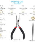 Image of an All In One Jewelry Repair Kit With 1200 Jump Rings And Lobster Clasps, Pliers, Tweezers, And Opener in silver and gold.