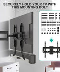 Universal TV Mounting Hardware Kit With 68 Pieces Including M4 M5 M6 M8 Screws And Spacers For Up To 80 Inch Curved And Flat Televisions Black Durable Steel Construction For Plug And Play Quick Easy Setup displayed with mounted TV and included components