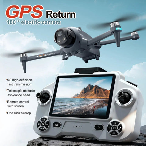 GPS Drone With 2K Camera And Brushless Motors For Adults And Newbies Five Point Nine Inch Touchscreen RC 5G FPV Infrared Obstacle Avoidance