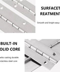 Close-up of Tough as Nails Heavy Duty 12 Inch Stainless Steel Piano Hinges showing smooth surface and solid core construction.