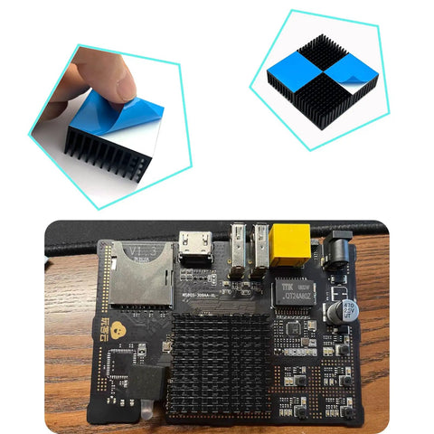 40mm Anodized Aluminum Heatsink For TEC1 12706 Peltier Module And Stepper Motor Cooling With 3M8810 adhesive on circuit board