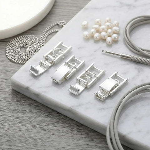 4 Pack Silver Bracelet Extender Set With Foldover Adjustable Extenders for jewelry, eyeglass chains, mask straps, pet ID holders