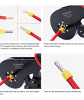Hexagonal Ferrule Crimping Tool For Wire Ferrules 30-5 AWG 0.5-16mm2 With Ergonomic Non Slip Handle And Ratchet Mechanism in use