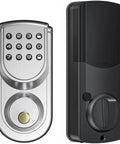 Keyless Entry Door Lock With Electronic Keypad Deadbolt in silver and black, featuring numeric keypad for secure entry.